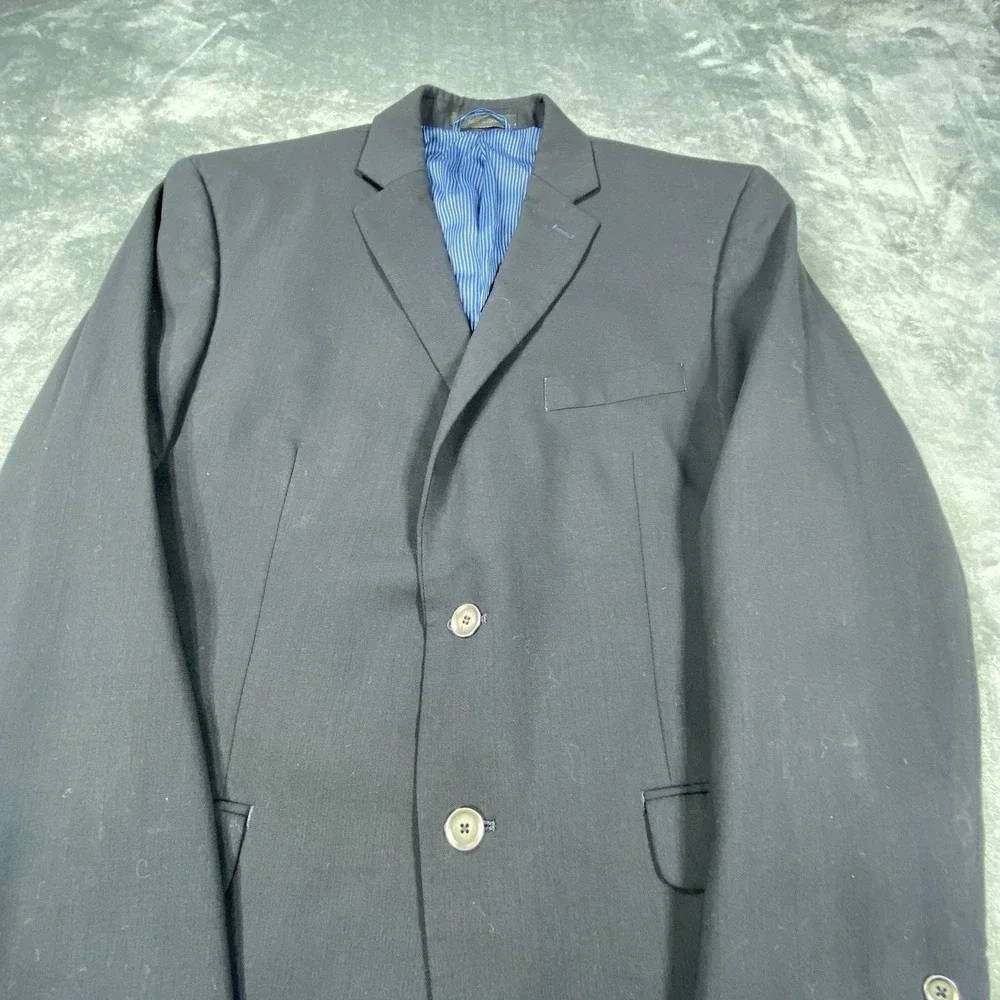 Calvin Klein Blazer Mens 42S Black Sport Coat Wool Polyester Blend Office Suit